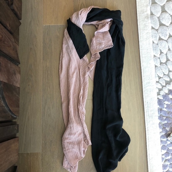 Pink black color block scarf shawl semi sheer unique cute chic - Picture 6 of 6